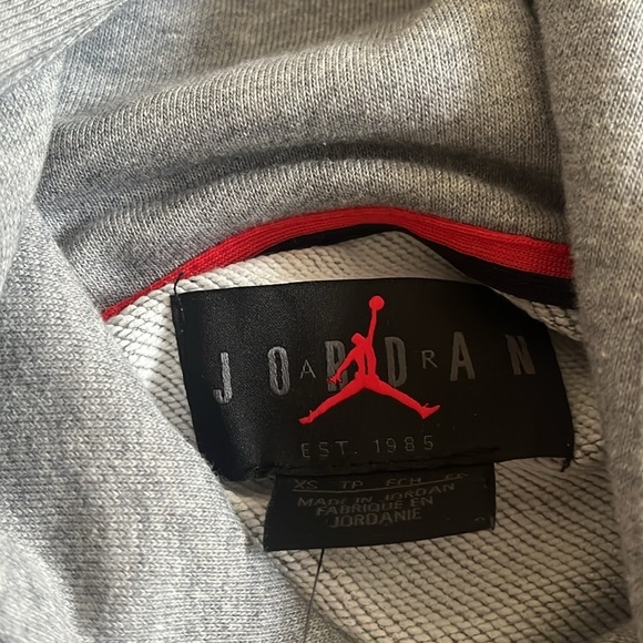 NWT Jordan Air Men's Gray Big Logo Long Sleeve Fleece Hoodies Size XS - Picture 9 of 10